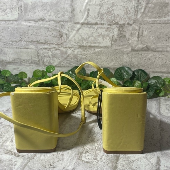 ZARA Women´s Leather Yellow Heeled square toed sandals Size 40 - Picture 8 of 13